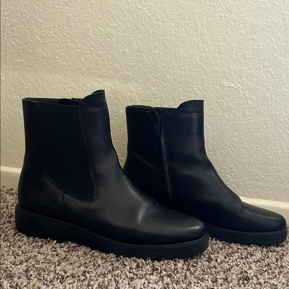 Franco Sarto Black Leather Ankle Boots Men’s 6.5 Women’s 8